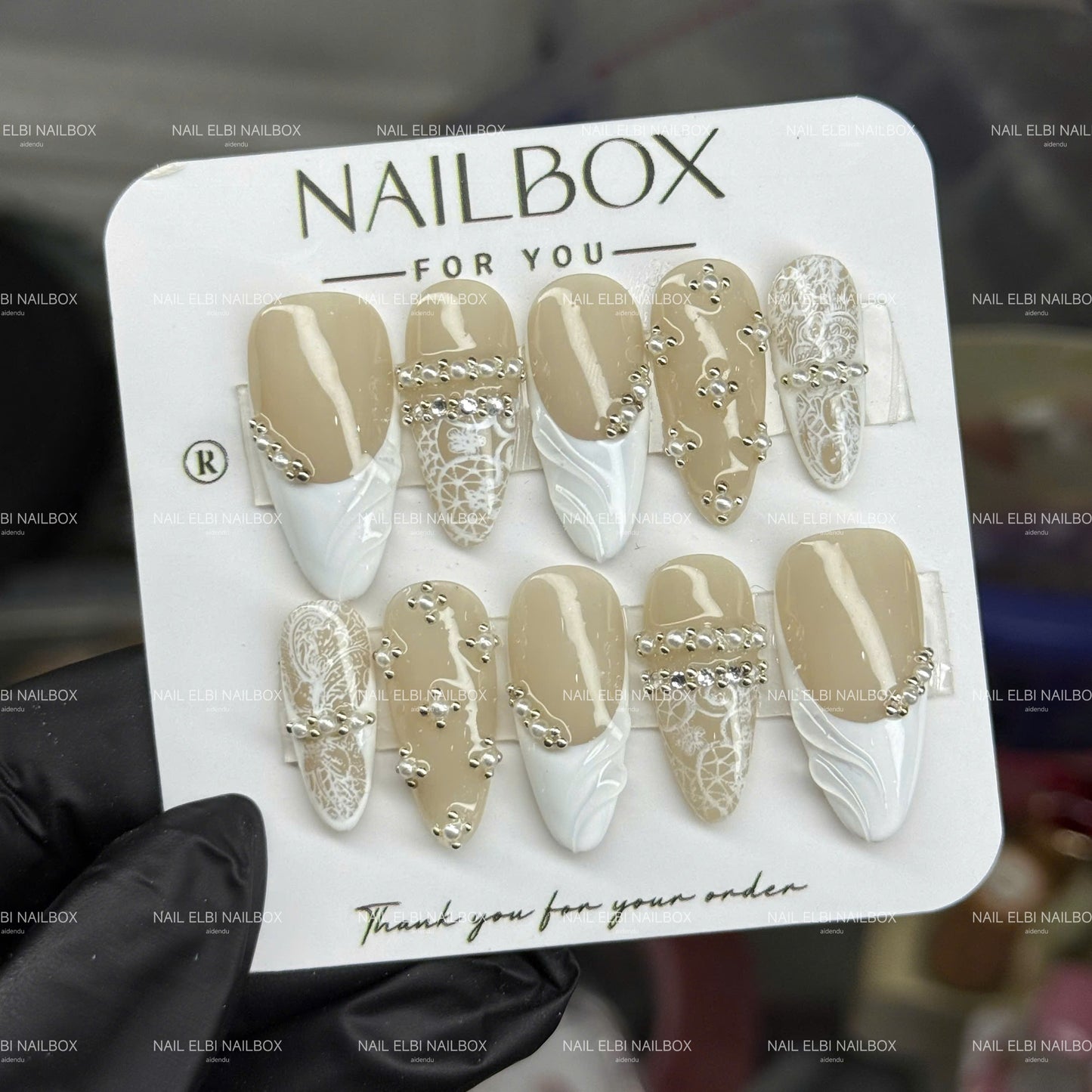 Ivory Filigree Handmade Press-On Nails