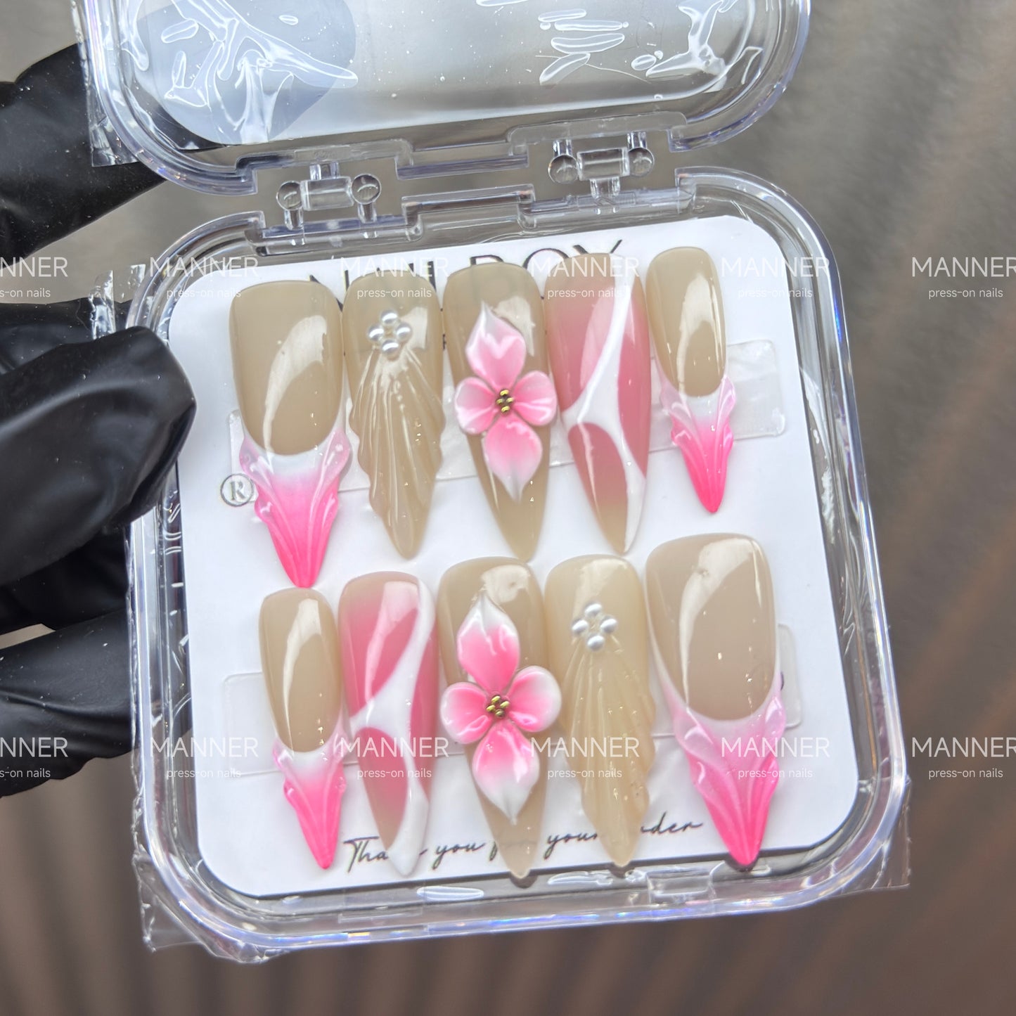 Blush Foliage Handmade Press-On Nails