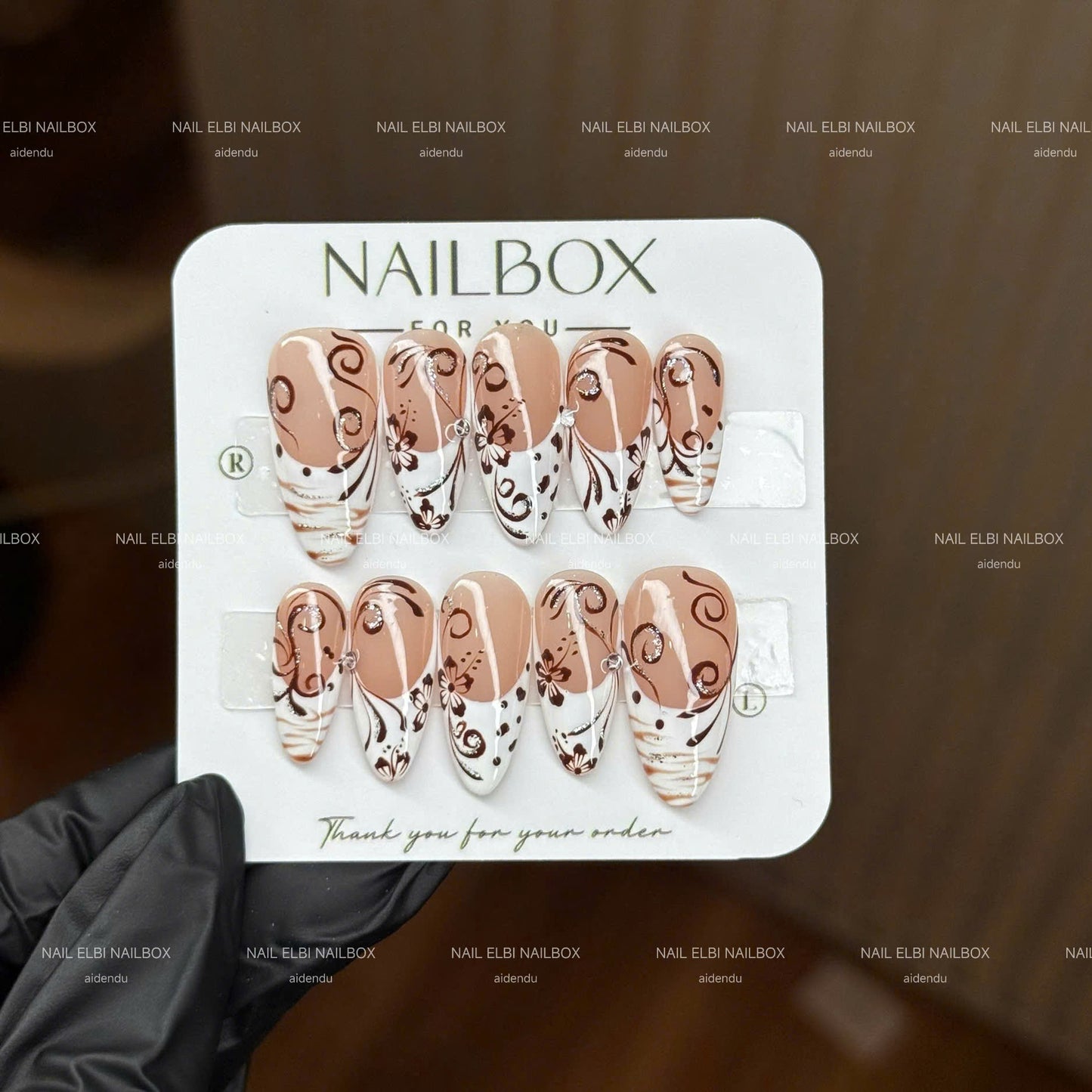 Cocoa Arabesque Handmade Press-On Nails
