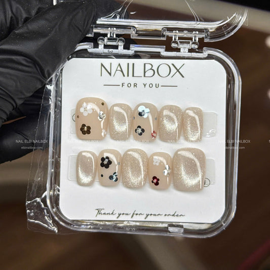 Pearl Blossom Handmade Press-On Nails