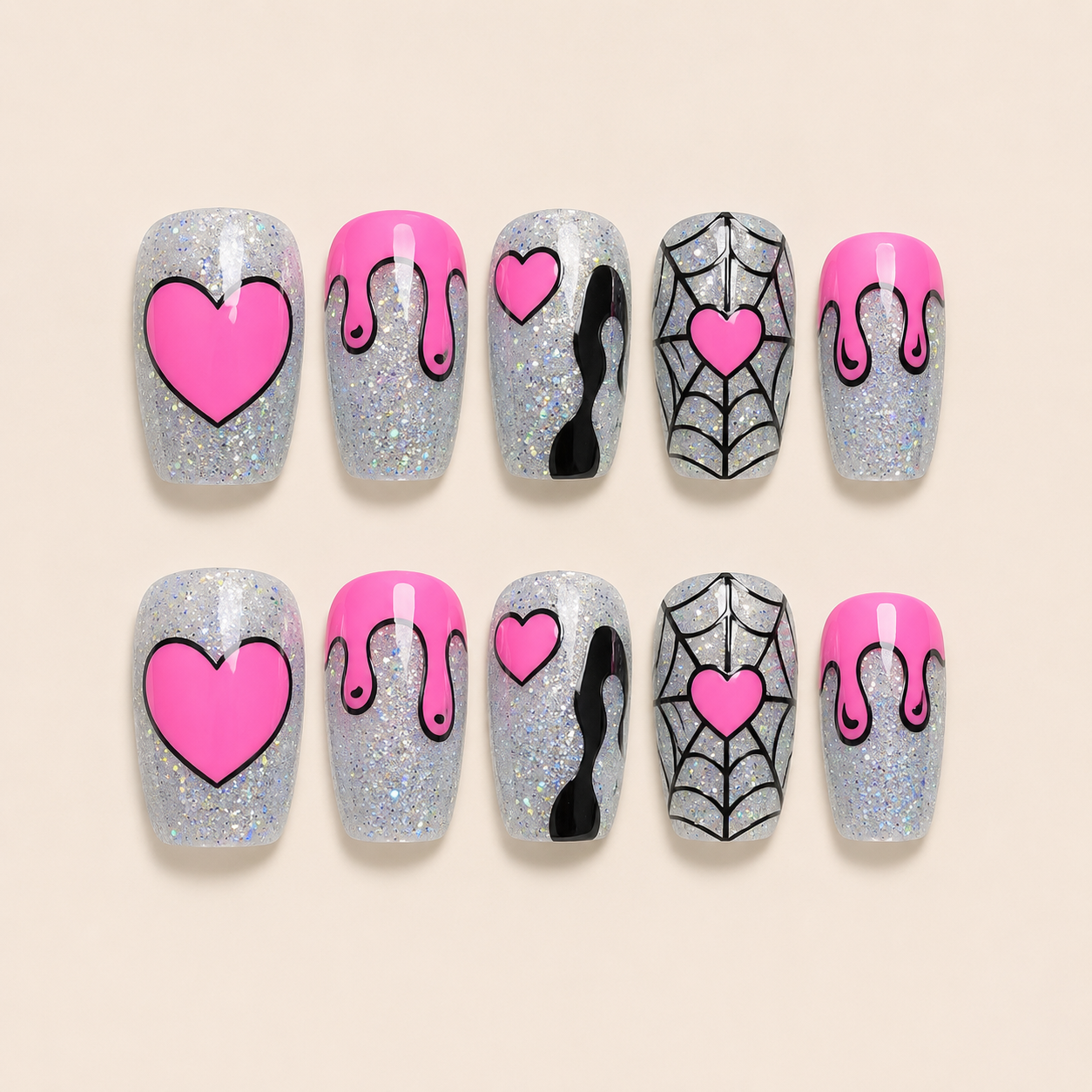 Electric Heart Handmade Press-On Nails