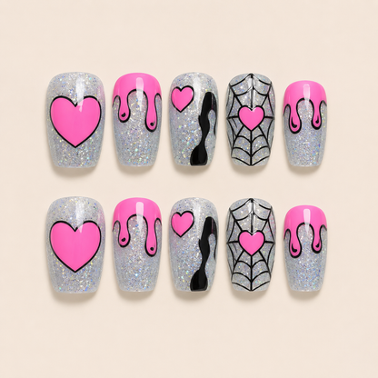 Electric Heart Handmade Press-On Nails