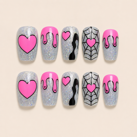 Electric Heart Handmade Press-On Nails