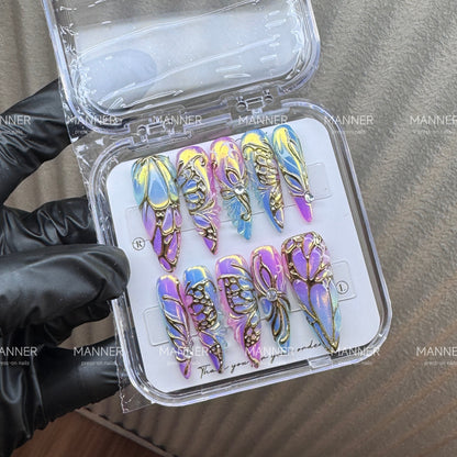 Aurora Chrysalis Handmade Press-On Nails
