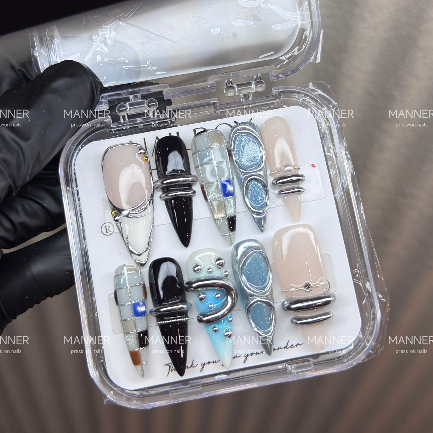 Chrome Orbit Handmade Press-On Nails
