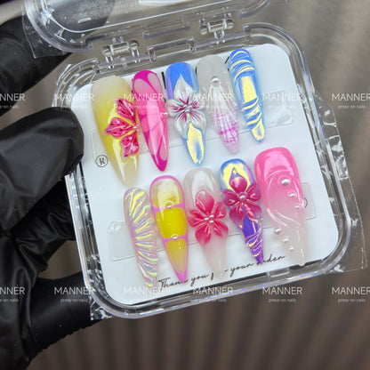 Prismatic Bloom Handmade Press-On Nails