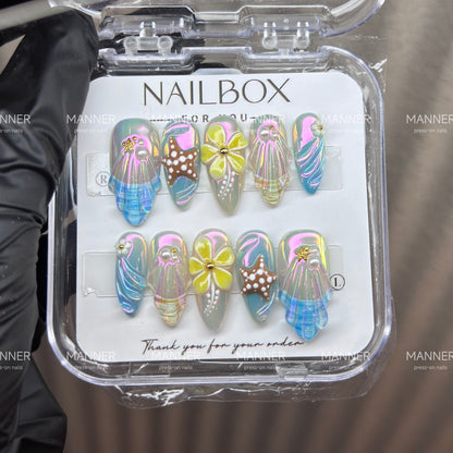 Opaline Tide Handmade Press-On Nails