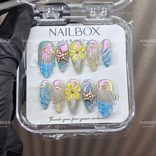 Opaline Tide Handmade Press-On Nails