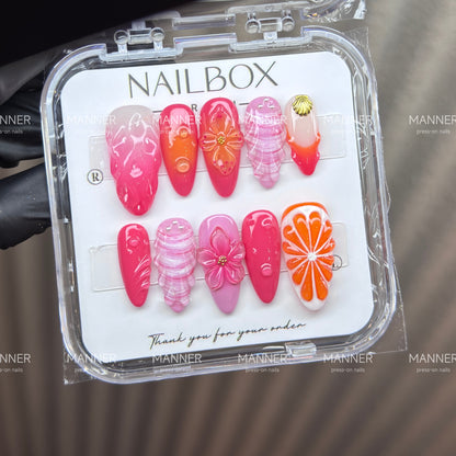 Sunset Petal Handmade Press-On Nails