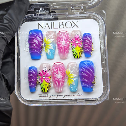 Chromatic Plume Handmade Press-On Nails