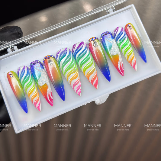 Chromatic Tide Handmade Press-On Nails