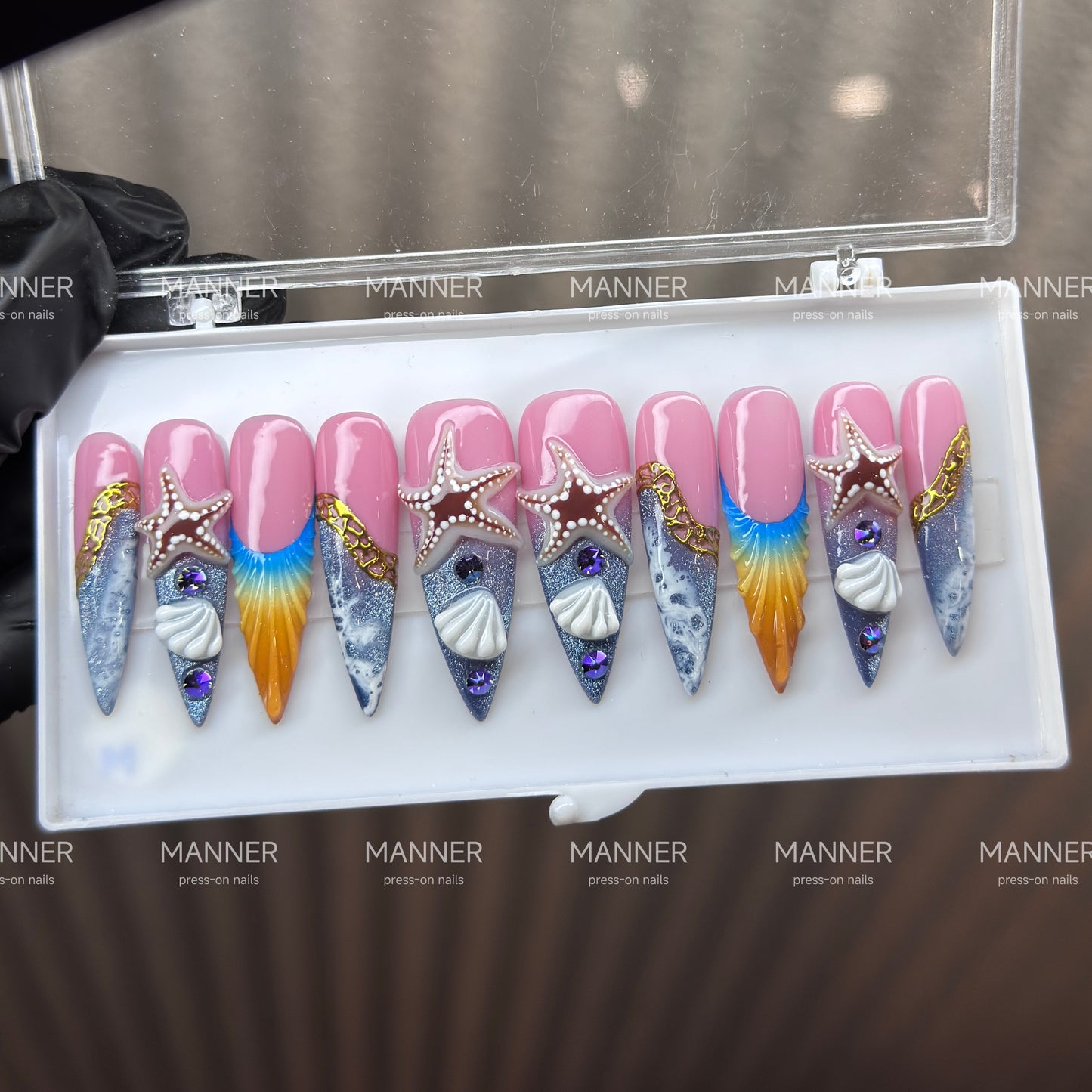 Rosy Tidelight Handmade Press-On Nails
