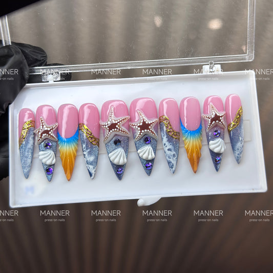 Rosy Tidelight Handmade Press-On Nails