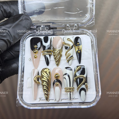 Obsidian Arc Handmade Press-On Nails