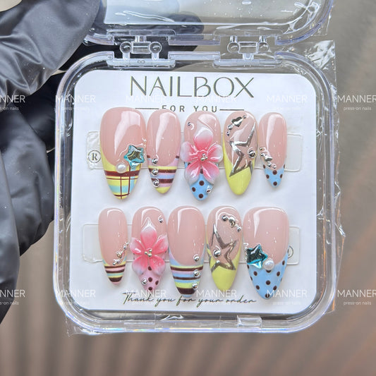 Pastel Constellation Handmade Press-On Nails
