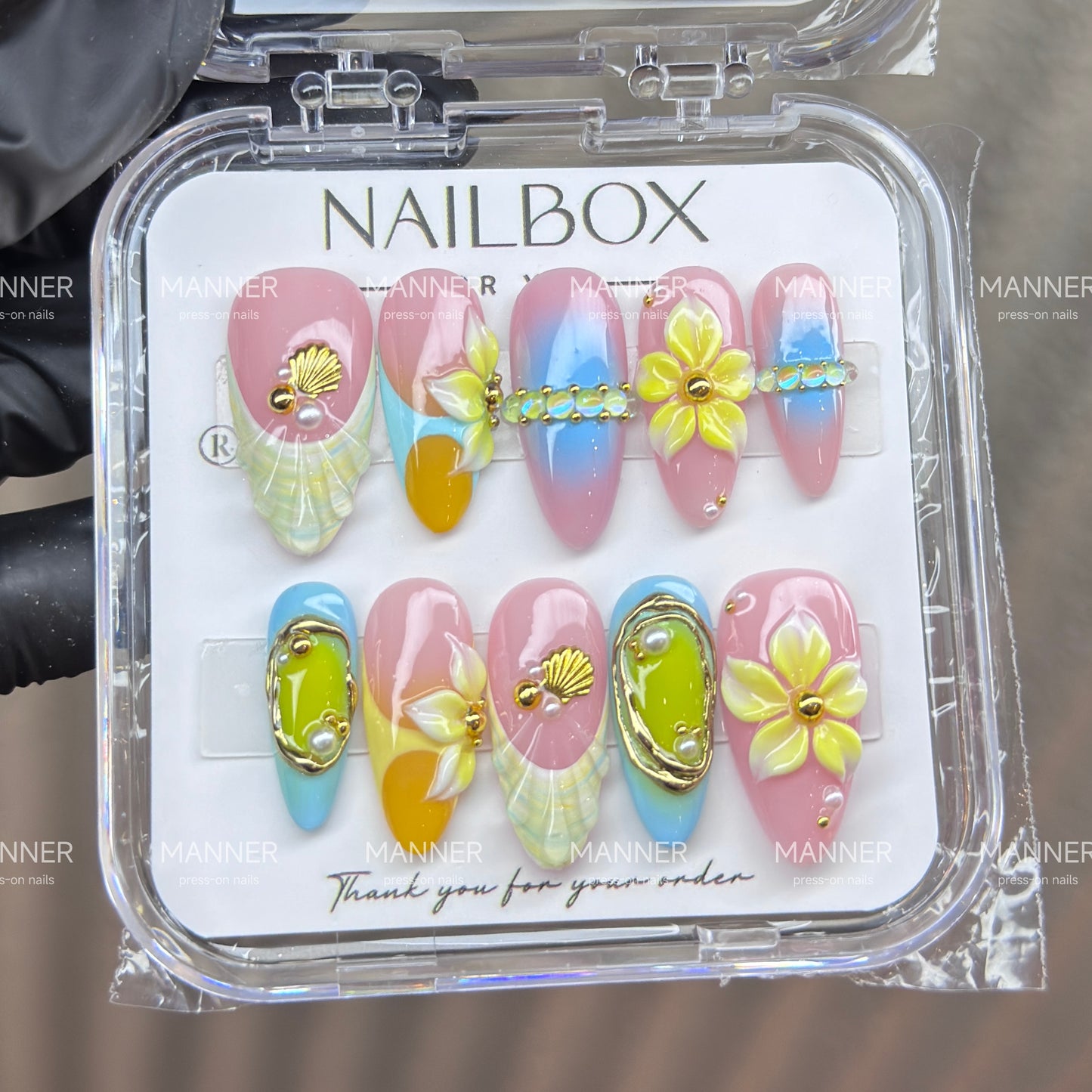 Tidal Blossom Handmade Press-On Nails