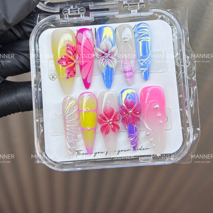 Prismatic Bloom Handmade Press-On Nails