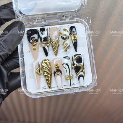 Obsidian Arc Handmade Press-On Nails
