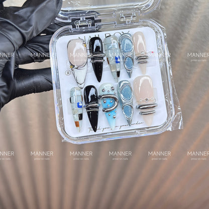 Chrome Orbit Handmade Press-On Nails