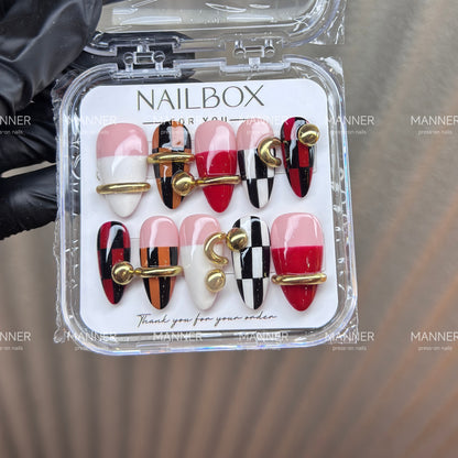 Crimson Cadence Handmade Press-On Nails