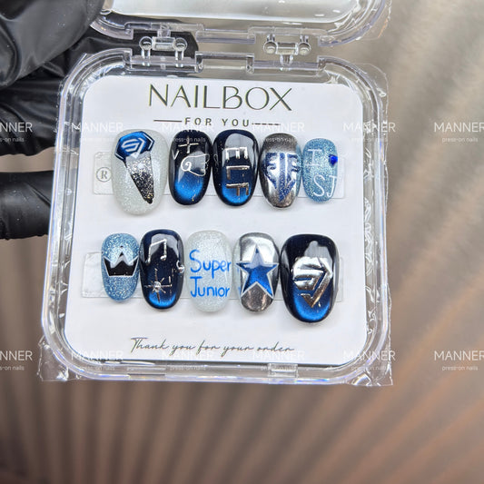 Midnight Emblem Handmade Press-On Nails
