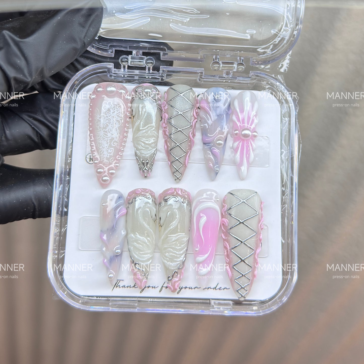 Blush Corsage Handmade Press-On Nails