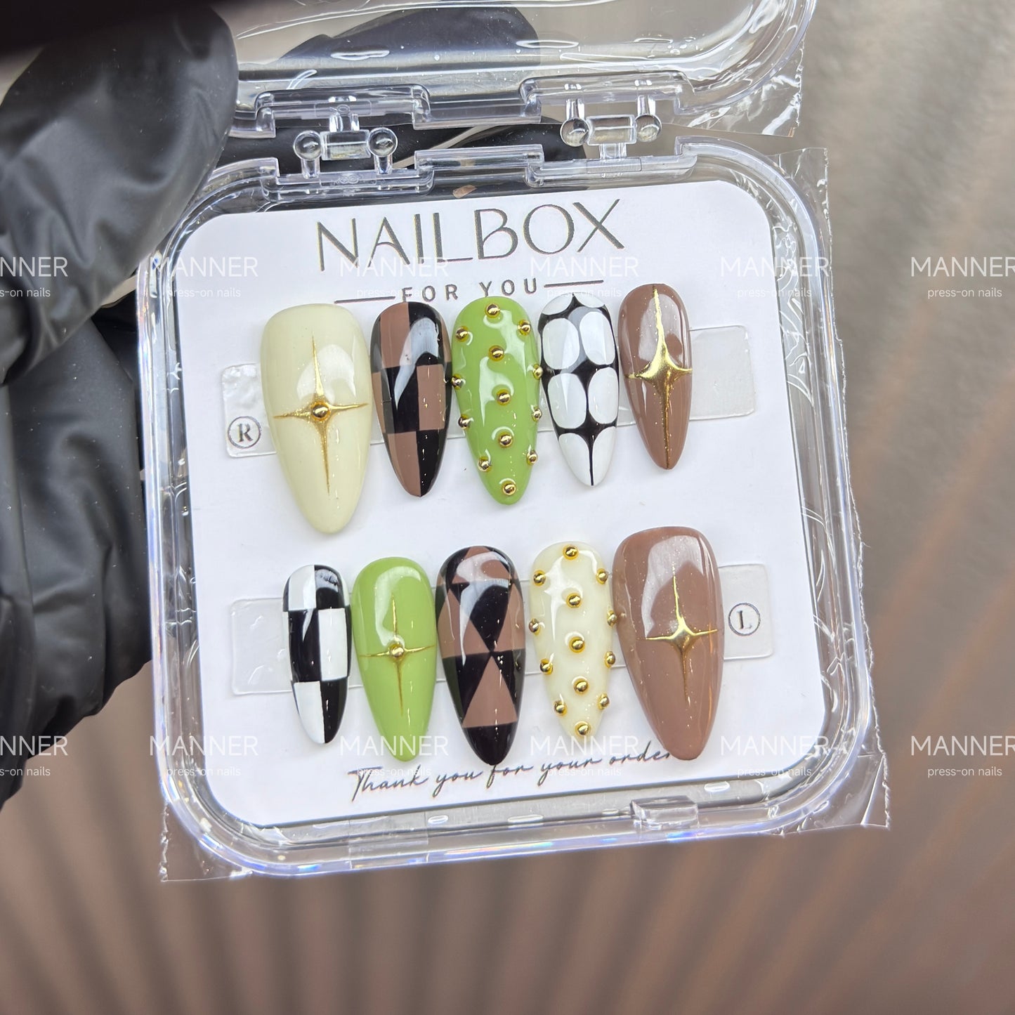Verdant Mosaic Handmade Press-On Nails