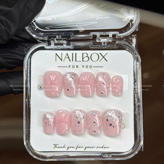 Blush Stardust Handmade Press-On Nails