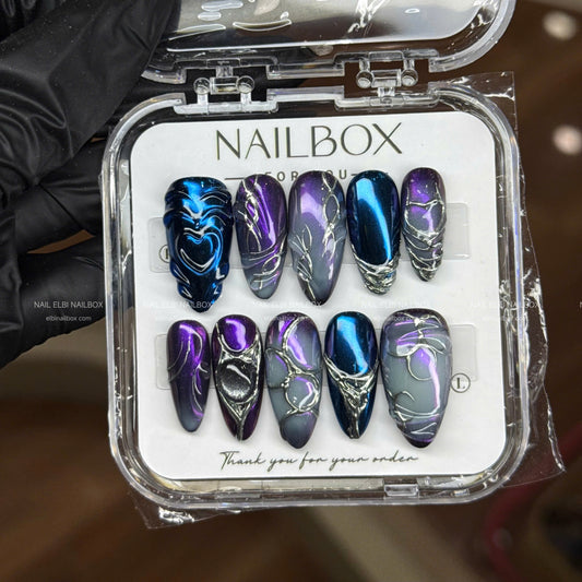 Midnight Aurora Handmade Press-On Nails