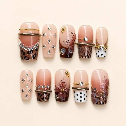 Cocoa Luxe Charm Press-On Nails