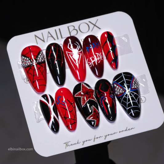 Crimson Signal Handmade Press-On Nails