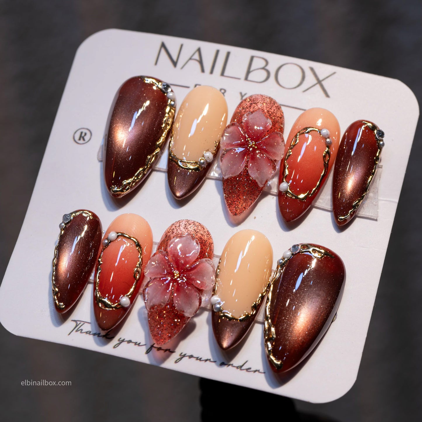 Ember Blossom Handmade Press-On Nails